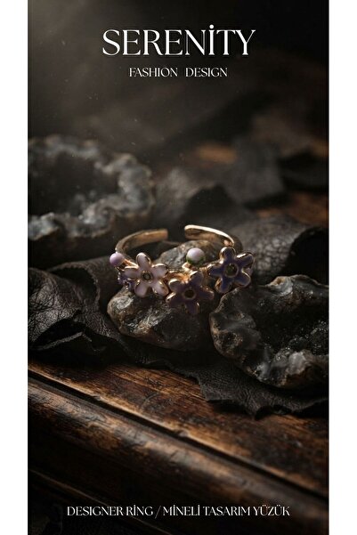 Serenity Enamel Floral Gold Plated Ring02