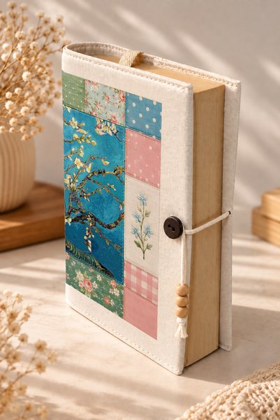 renkli izler atölyesi Patchwork Art Series Book Cover |   Digital Printed Fabric |   A5 Novel Cover |   Van Gogh |   Claude Monet