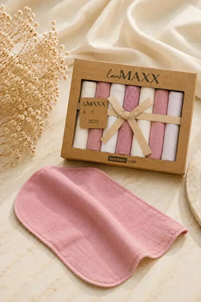 Tuğra Bebe Lovemaxx 7-Piece Boxed Muslin Baby Mouth Wipes Set Cotton Shoulder...