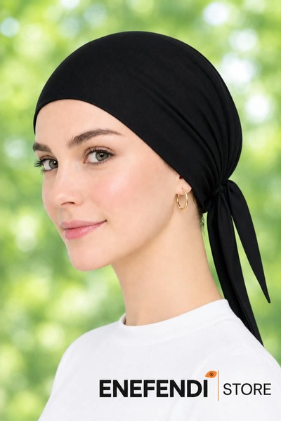 Silikonlu Düz Bone | Kaymayan Tesettür Hijab İç Bone — Dikişsiz Siyah Rahat ve Şık Kullanım