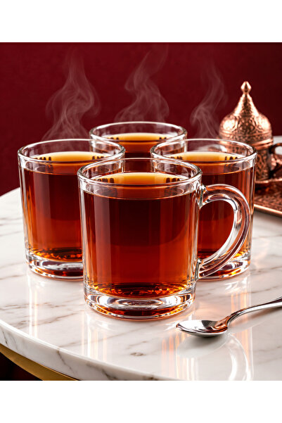 çukurova home 6 lı Kulplu Çay- Kahve - Meşrubat Bardağı ( 200 ml)