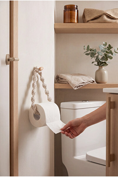 El Yapımı Makrome Tuvalet Kağıdı Askısı,, Wc Kağıtlık, Tuvalet Kağıtlığı