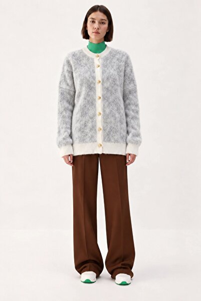 Touché Privé Special Textured Contrast Knitwear Cardigan