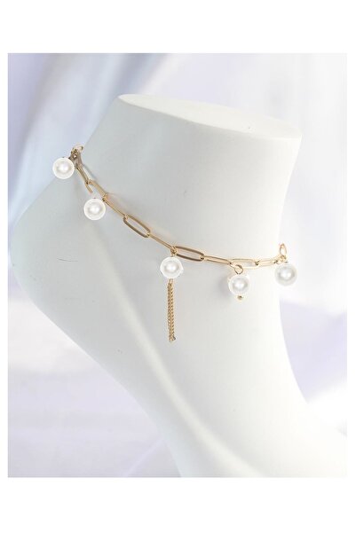 Bijustore Gold Color Dangle Pearl Anklet