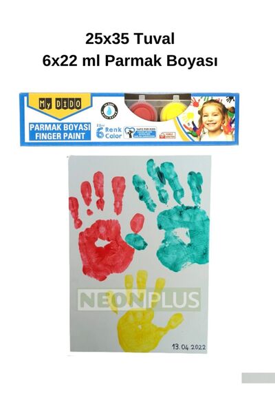 NEON PLUS Çocuk, Bebek El Ayak izi Tuval Boyama Seti