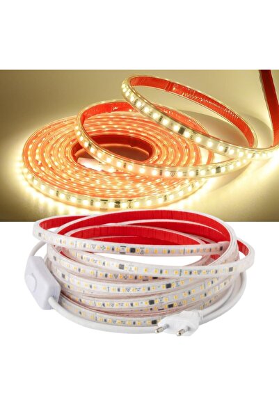 Şerit LED Gün Işığı 5 Metre 220V Yüksek Parlaklık Tak Çalıştır Fişli Anahtarlı Silikonlu Yapışkanlı SB-6508