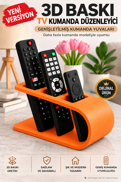 Hızarcıoğlu 3D Baskı Kumanda Düzenleyici – TV Kumanda Organizer – Modern Şık ...