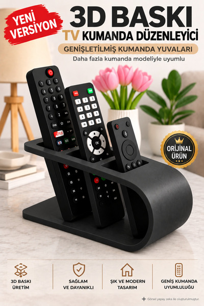 Hızarcıoğlu 3D Baskı Kumanda Düzenleyici – TV Kumanda Organizer – Modern Şık ...