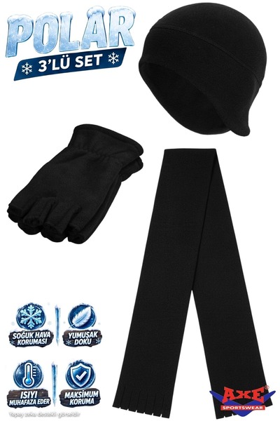 AXE SPORTSWEAR Men's Black Winter Thermal Fingerless Cut-Out Fleece Gloves - ...