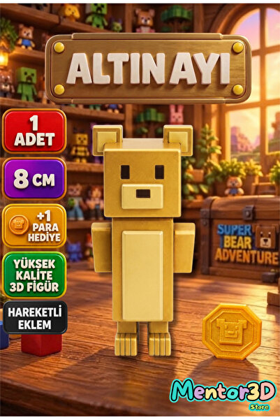 Mentor 3D Store Super Bear Adventure Altın Ayı ve Shicka Seti Süper Ayı Oyuncak