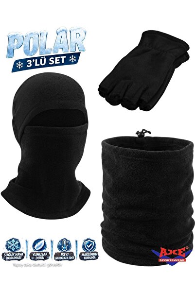 AXE SPORTSWEAR Men's Black Winter Thermal Cold-Protective Fingerless Cutout H...