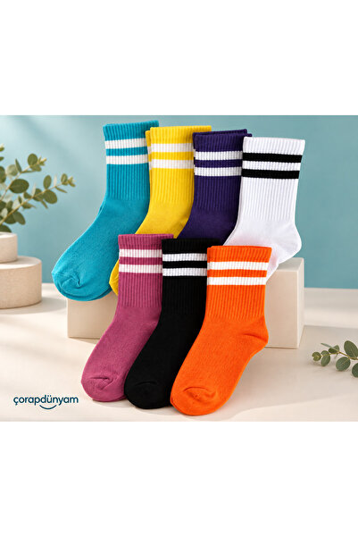 çorapdunyam Унисекс 7 Series Striped Parfumed Pamucni College Tenis Чорапи