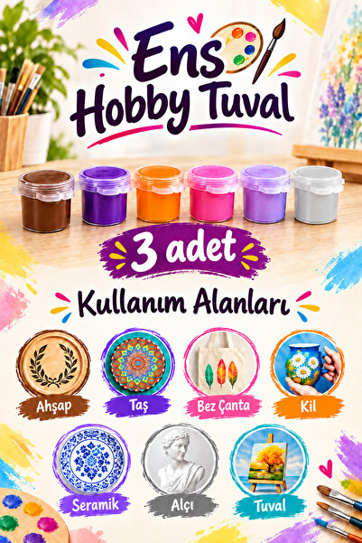 ENS HOBBY TUVAL 3 ADET Akrilik Boya 6 LI - 3 ML ARA RENKLER - Kahverengi Mor ...