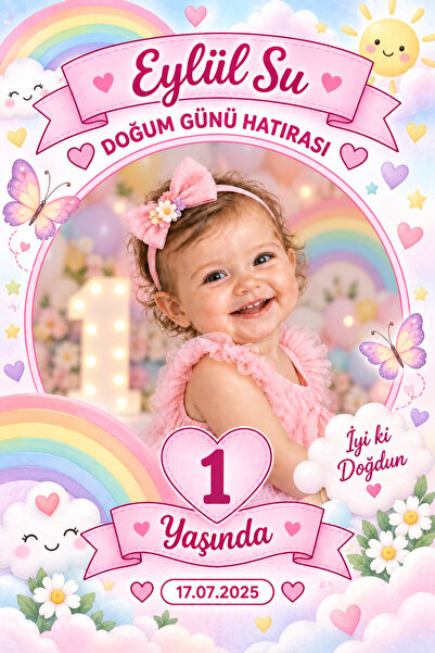Hediye Baskıcı Çiçek Bahçesi Temalı 1 Yaş Fotoğraflı Dikey 9 Adet Buzdolabı M...