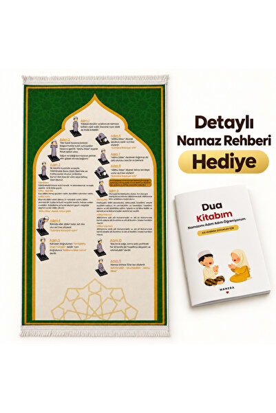 Eğitici Kadife Namaz Seccadesi + Hediye Namaz Rehberi