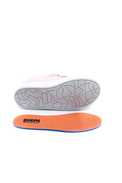 KU&PA SHOES Burber Pink Kids Children Unisex Sneaker Leather-Look Casual Sports Shoes Lace-Up Velcro Kp-6003