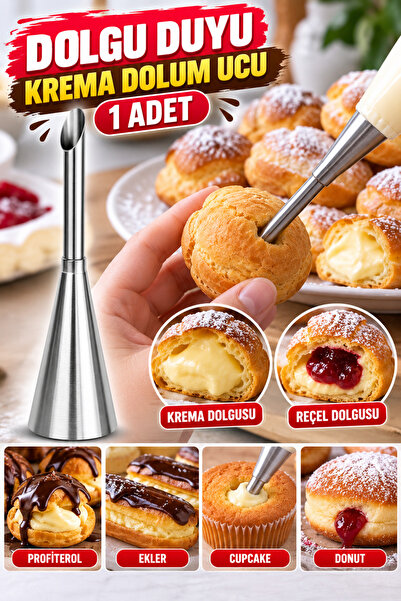 tafce Dolgu Duyu–, Paslanmaz Krema Torbası Şanti Dolum Ucu, Puf Başlığı Pasta...