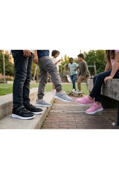 KU&PA SHOES Atoma Pink Kids Children Unisex Sneaker Leather-Look Casual Sports Shoes Lace-Up Velcro Kp-7003
