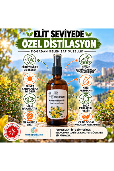 Fermescent Kantaron Suyu Hidrosolü Güneş Sonrası Bakım Cilt Onarıcı Doğal Ton...