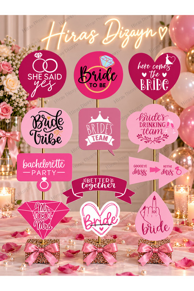 Hiras Dizayn 12'li Bekarlığa Veda Konusma Balonu Kına Gecesi Dügün Bride To B...