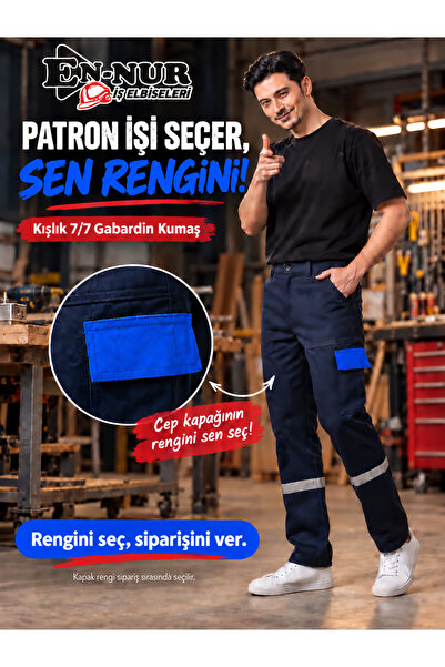 Kışlık Gabardin Renkli Kapak Detaylı İş Pantolonu
