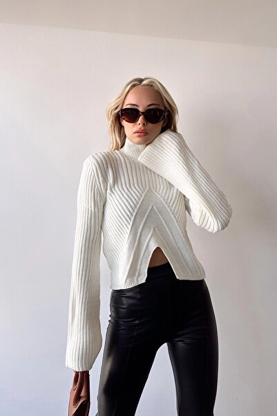 bacc Ecru Thessaloniki Winter Sweater - Spanish Sleeve, Front Slit, Women's, Bc231001