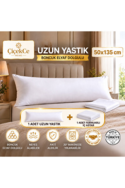 Genel Markalar Dolgulu Uzun Yastık 1. Kalite Boncuk Silikon Dolgulu 50x135 Cm...