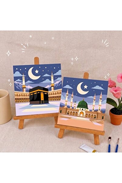 Sayılarla Boyama Seti 2’li set 20x20 Yeşil Kubbe+Nur-u Kâbe
