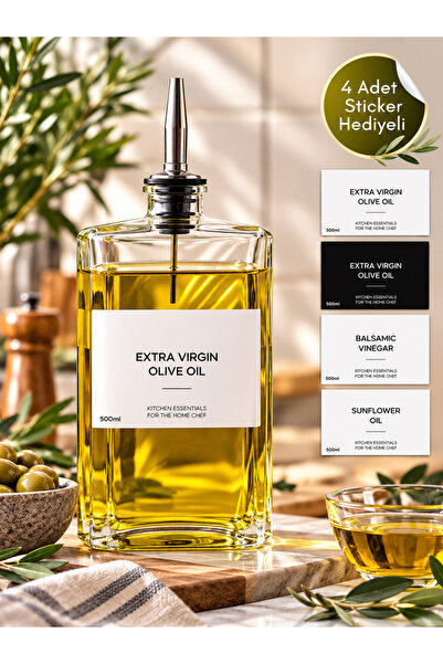HOMENIVA 1 Adet Molivet 500 ml Silver Kapak Cam Yağdanlık-sirkelik-sosluk