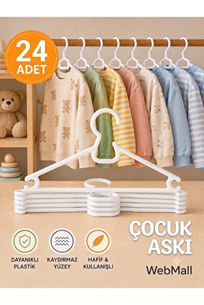 Webmall 24 Pieces Lily White Plastic Children's Clothes Hangers Baby Clothes ...