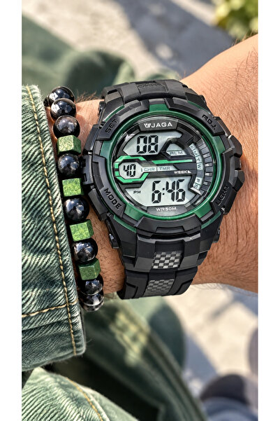 Jaga 50MM Havuz Deniz Kullanım,Işıklı,Takvimli,Kronometreli SİYAH Silikon Dij...
