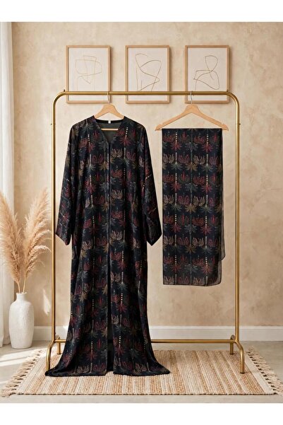 Musk Couture Palm Oasis Printed Abaya with Matching Sheila