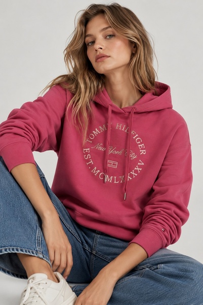 Tommy Hilfiger Regular Cut Metallic Roundall Hooded Sweatshirt