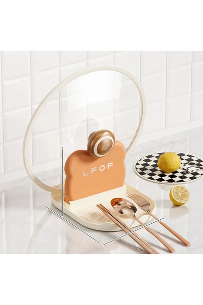 choice2 Cream C4254A Kitchen Bear Pot Lid Rack, Countertop Style Spoon And Fo...