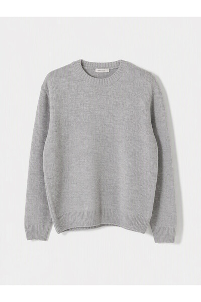 LC Waikiki Lcw Vision Gray Knitwear Flat Oval Collar Men's Sweater with Nevav...