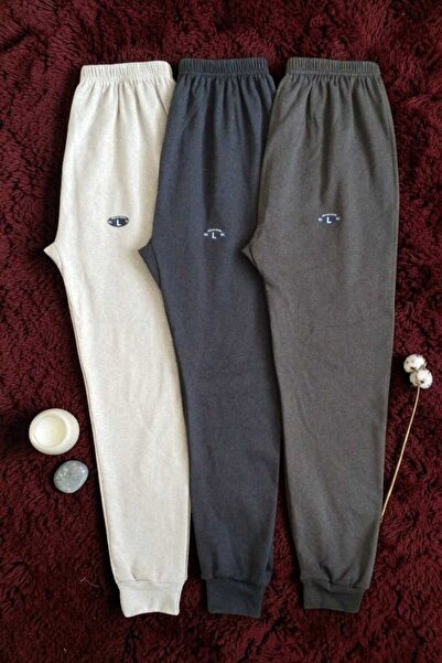 Senar Giyim Unisex Kışlık Tayt Gri İndigo Füme 3'lü Paket Manşetli Paça Şardo...