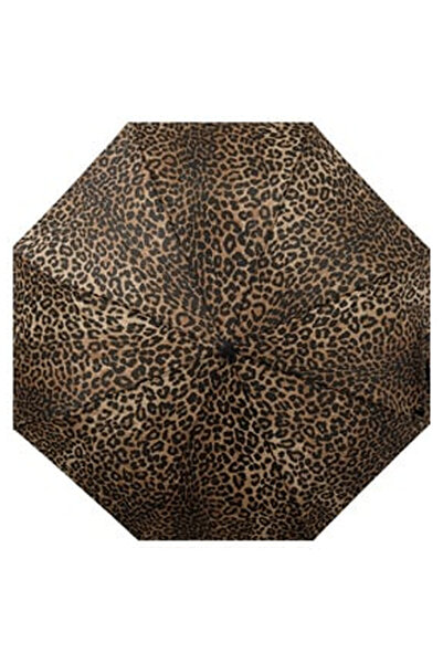 OEM Beige Manual Folding Rain Umbrella with Animal Print Pattern 25cm