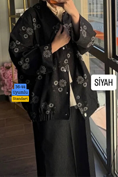 Mogi Butik Γυναικείο σετ με λουλουδάτο σχέδιο, μπουφάν oversized και φαρδύ πα...
