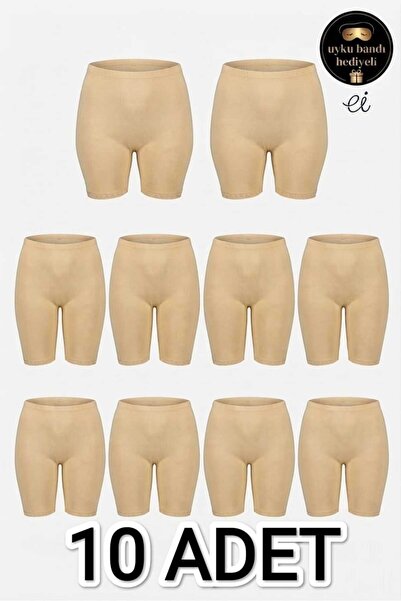 Tutku Pack of 10 Skin Color Plus Size 100% Cotton Women's Long Underpants wit...