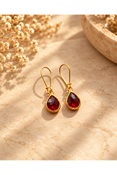 Trinkacollection Gold Çerçeveli Damla Taşlı Sallantılı Kadın Küpe – Pembe, La...