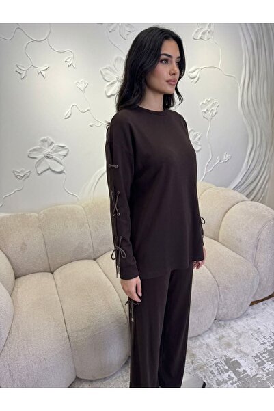 Ceremony 925 Bird Eye Detail Luna Pants Suit Brown