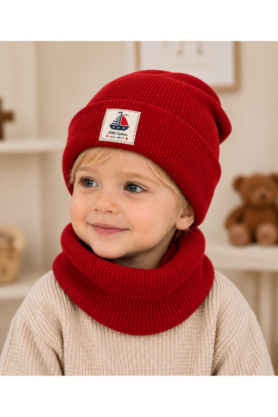 ygz junior Ship Emblem Flexible Camisole Scarf Beret Set