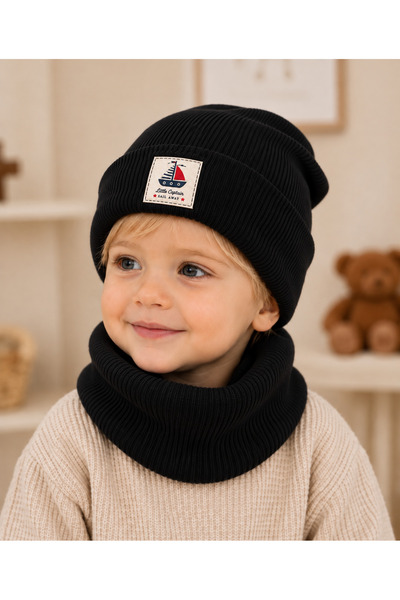 ygz junior Ship Emblem Flexible Camisole Scarf Beret Set