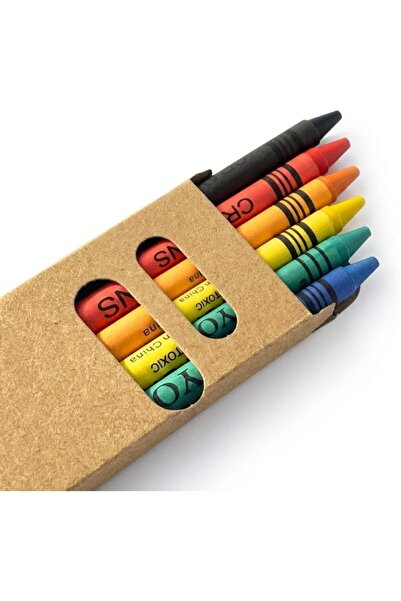 TERRIFI Crayons Bulk 6 Color Wax Crayon Set in Kraft Paper Box, Mini Individu...