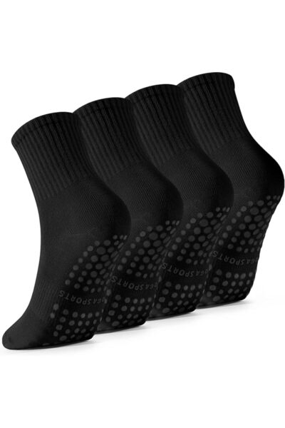 GENERAL 4 Pairs Pilates Socks with Grips for Women, Barre Yoga Grippy Socks, ...