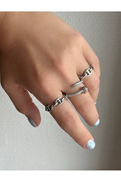 the matdesign Women's Silver Color Imported Model Adjustable Ring