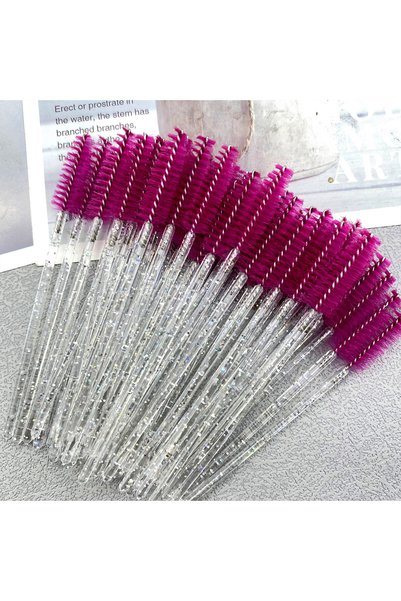 Choice 50pcs Rosered 50pcs Eyelashes Brush Crystal Diamond Handle Makeup Brus...