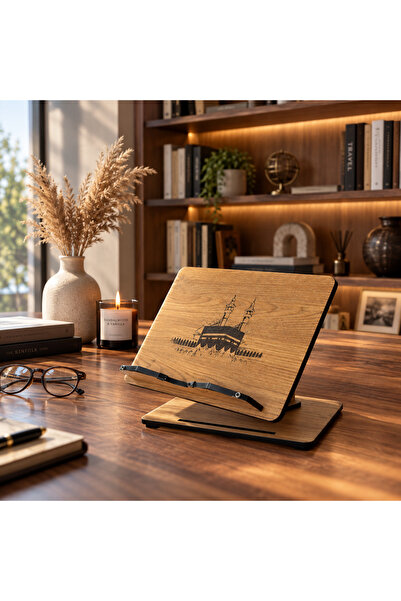Gülse Ahşap Kabe Motifli Book Reading, Laptop and Tablet Stand, Adjustable an...