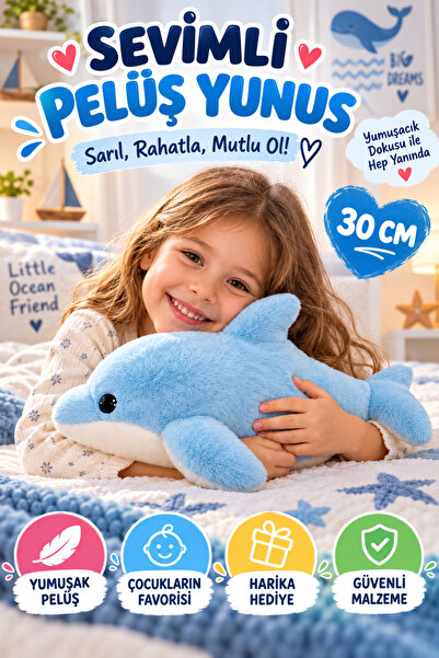 OpenCity 30 cm Blue Dolphin Fish Plush Toy Soft Cuddly Cute Marine Animal Kid...