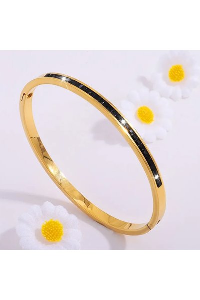 Choice Black A ZAKOL 5/1pcs Sparkling Zirconia Inlaid Stainless Steel Bracele...